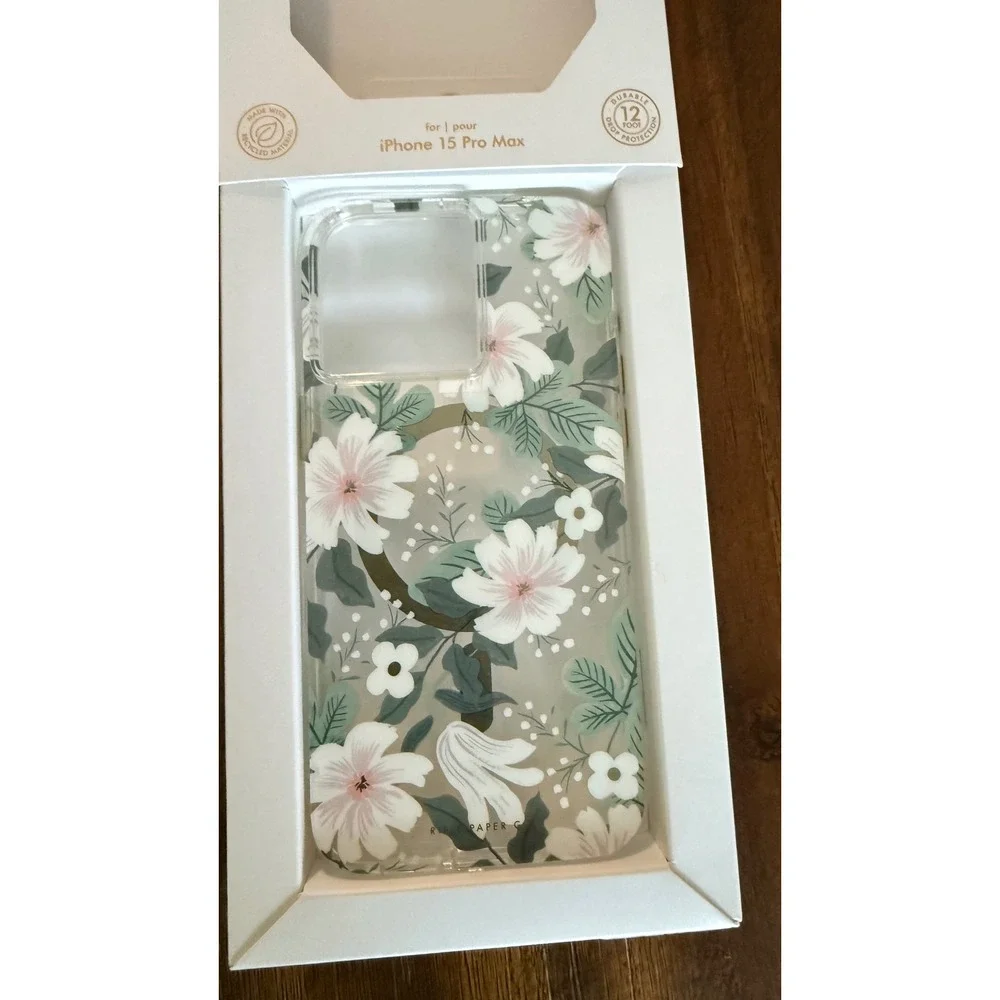 Rifle Paper Co iPhone 15 Pro Max Case Floral MagSafe Clear Protective Cover NEW